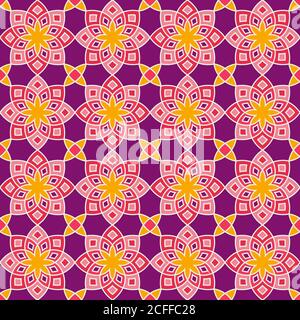 Abstraktes Blumenmuster. Geometrische Blumen in nahtlosen Vektor-Muster. Muster mit abstrakten Blumen im orientalischen Arabesken-Stil. Nahtlose Vektor zurück Stock Vektor