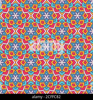 Abstraktes Blumenmuster. Geometrische Blumen in nahtlosen Vektor-Muster. Muster mit abstrakten Blumen im orientalischen Arabesken-Stil. Nahtlose Vektor zurück Stock Vektor