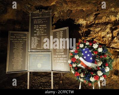 Gedenktafel für den Veteran der Luray Caverns. Stockfoto