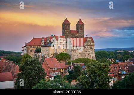 Schloss Quedlinburg und Stiftskirche St. Servatii, UNESCO Weltkulturerbe, Quedlinburg, Sachsen-Anhalt, Deutschland, Europa Stockfoto