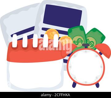 Isolierte Kalender- und Finanzset-Symbole Vektordarstellung Stock Vektor