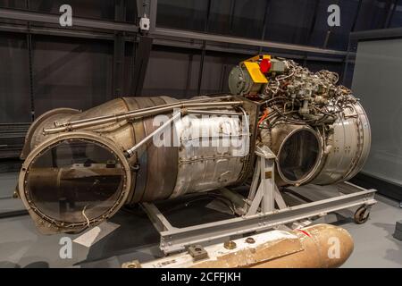 Ein Pegasus-Motor der Bristol Siddeley Company im Jahr 1958 im RAF Museum, London, Großbritannien. Stockfoto