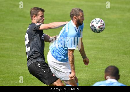 Sascha MOELDERS (TSV München 1860) Action, Duelle gegen Patrick SONTHEIMER (WUE). Fußball 3. Liga, Toto Cup, Finale TSV München 1860-Kickers Würzburg, am 05.09.2020. Stadion an der Grünwalder Straße in München verbieten die DFL-VORSCHRIFTEN DIE VERWENDUNG VON FOTOGRAFIEN ALS BILDSEQUENZEN UND/ODER QUASI-VIDEO. Weltweite Nutzung Stockfoto