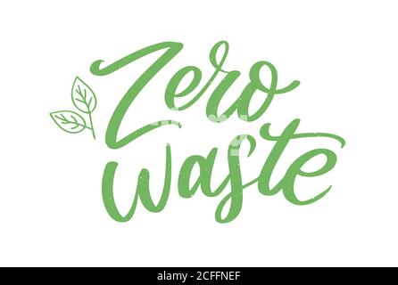 Zero Waste Konzeption Green Eco Ökologie Schrift Text Vektor Stock Vektor