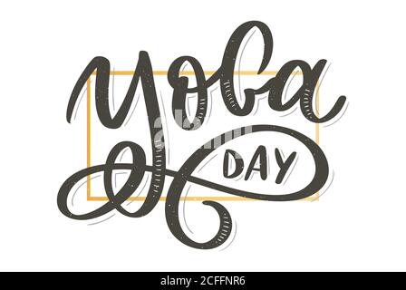 Handgezeichneter Schriftzug Yoga auf weißem Hintergrund. Vektor-Design für Einladung, Grußkarte, Drucke Poster, T-Shirts, Taschen. Internationaler Yoga-Tag Stock Vektor