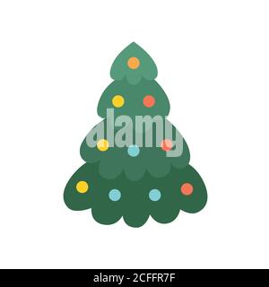 Weihnachtlich geschmückter Baum. Isolierte Vektorgrafiken. Cartoon Weihnachtsbaum Stock Vektor