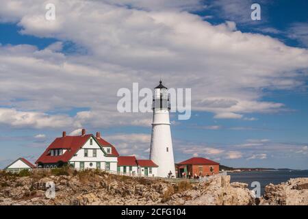 Portland Head Lighthouse in Portland, Maine, etablierten in1791 war, ist der älteste Leuchtturm in Maine. Stockfoto