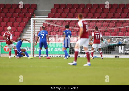 Northampton, Großbritannien. September 2020. 5. September 2020; PTS Academy Stadium, Northampton, East Midlands, England; English Football League Cup, Carabao Cup, Northampton Town gegen Cardiff City; Ryan Watson von Northampton Town punktet für 3-0 Credit: Action Plus Sports Images/Alamy Live News Stockfoto