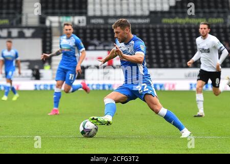 DERBY, ENGLAND. 5. SEPTEMBER Jack Hindle of Barrow während des Carabao Cup-Spiels zwischen Derby County und Barrow im Pride Park, Derby (Kredit: Jon Hobley - MI News) Kredit: MI News & Sport /Alamy Live News Stockfoto