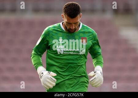 Northampton, Großbritannien. September 2020. 5. September 2020; PTS Academy Stadium, Northampton, East Midlands, England; Englisch Football League Cup, Carabao Cup, Northampton Town versus Cardiff City; Steve Arnold of Northampton Town Kredit: Action Plus Sports Images/Alamy Live News Stockfoto