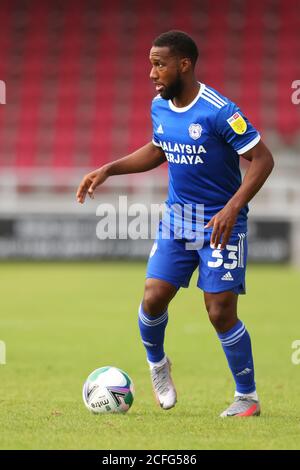 Northampton, Großbritannien. September 2020. 5. September 2020; PTS Academy Stadium, Northampton, East Midlands, England; Englisch Football League Cup, Carabao Cup, Northampton Town versus Cardiff City; Junior Hoilett of Cardiff City Kredit: Action Plus Sports Images/Alamy Live News Stockfoto