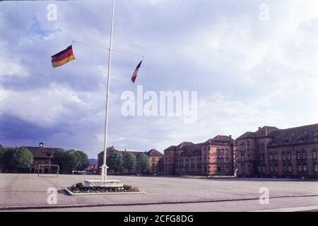 Französische Kaserne, Offenburg, 1980, Westdeutschland. Stockfoto