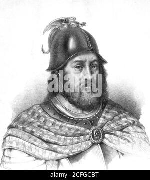 Sir William Wallace (c.1270-1305). Illustration des schottischen Ritters und Unabhängigkeitskämpfers von W.H. Macfarlane, Lithographie, 19. Jahrhundert Stockfoto