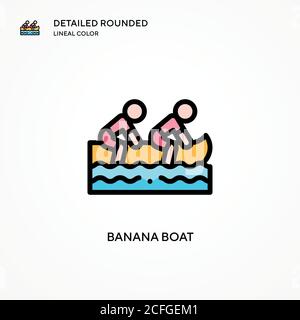 Vektorsymbol Bananenboot. Moderne Vektorgrafik Konzepte. Einfach zu bearbeiten und anzupassen. Stock Vektor