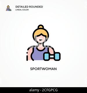 Vektorsymbol Sportwoman. Moderne Vektorgrafik Konzepte. Einfach zu bearbeiten und anzupassen. Stock Vektor