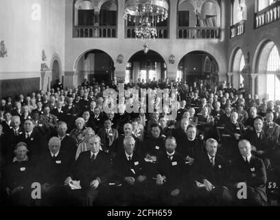 Originalunterschrift: IMC [z. B. Internationaler Missionsrat] Delegierte in der deutschen Kirche am Ölberg - Ort: Jerusalem ca. 1928 Stockfoto