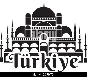 cumhuriyet bayrami Feier Tag mit blauer Moschee und Turkiye Silhouette Stil Vektor Illustration Design Stock Vektor