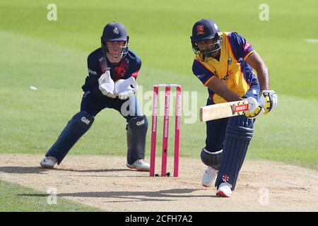 London, USA. September 2020. LONDON, ENGLAND. SEPTEMBER 05 2020: Varun Chopra von Essex beim Vitality Blast T20 Match zwischen Essex Eagles und Kent Spitfires, im Kia Oval, Kennington, London, England. Am 5. September 2020. (Foto von Mitchell GunnESPA/Cal Sport Media/Sipa USA-Images)(Kreditbild: &copy; ESPA/Cal Sport Media/Sipa USA Photo Agency/CSM/Sipa USA) Kredit: SIPA USA/Alamy Live News Stockfoto