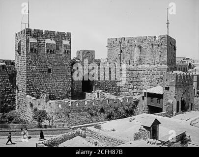 Bildunterschrift: Jerusalem (El-Kouds). Türme von David und Hippicus. - Lage: Jerusalem ca. 1898-1914 Stockfoto