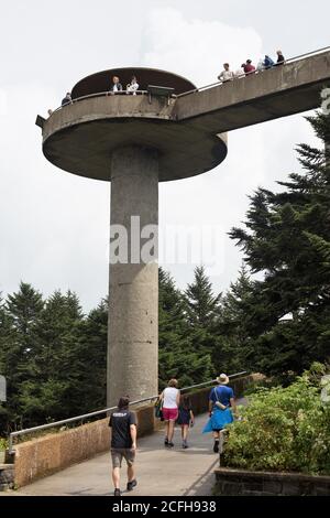 Clingman's Dome Aussichtsturm am Great Smoky Mountains National Park in den Vereinigten Staaten. Stockfoto