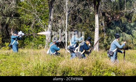 Eine Nachstellung für die Schlacht von Loxahatchee. Stockfoto