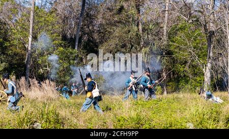 Eine Nachstellung für die Schlacht von Loxahatchee. Stockfoto