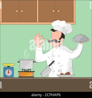 Illustration Vektor-Design der Hintergrund des Küchenchefs ist Kochen Stock Vektor
