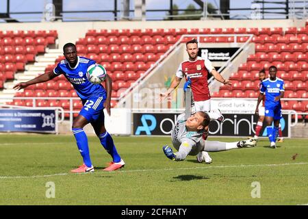 NORTHAMPTON, ENGLAND. 5. SEPTEMBER 2020 Alex Smithies von Cardiff City während des Carabao Cup Spiels zwischen Northampton Town und Cardiff City im PTS Academy Stadium, Northampton. (Kredit: Leila Coker, MI News) Kredit: MI Nachrichten & Sport /Alamy Live Nachrichten Stockfoto