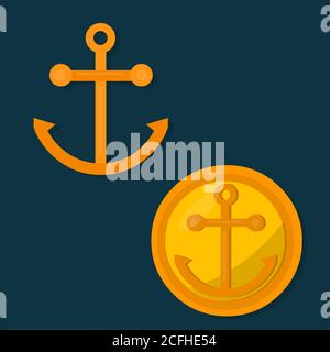 Anker Konzept Symbol Vektor-Illustration in flacher Form Stock Vektor