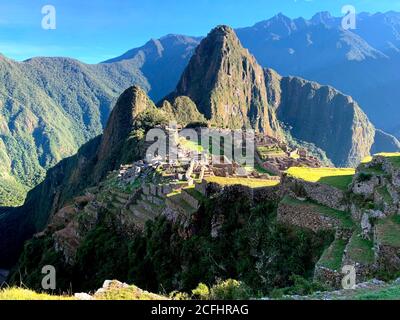 Machu Picchu große verlorene Stadt des Inka-Reiches in den Anden, peru. Stockfoto