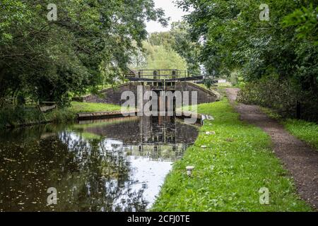 Lock 2 bei Aston Locks am Montgomery Canal in Shropshire Großbritannien Stockfoto