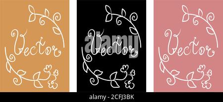 Florale Vektor Design-Vorlagen in minimalem Stil. Handzeichnung Hintergrund für Urlaub. Rahmen mit leerem Kopierraum für Text festlegen Stock Vektor