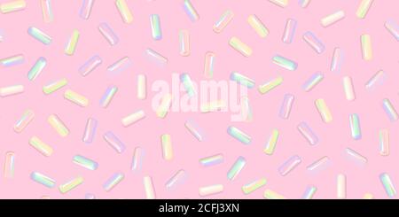 Streuen Sie realistisch mit Körnern von Desserts. Nahtloses Muster hell bunte Streusel körnig isoliert auf rosa. Design für Urlaubsdesigns, Party Stock Vektor