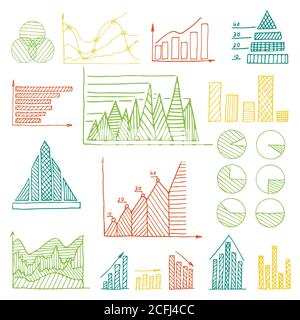 Ein Satz von handgezeichneten Diagrammen Diagramm und Grafik für Infografik Stock Vektor
