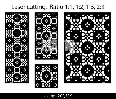 Schirm, Schutzgitter Schablone. Laserschnitt Vektorplatte, Bildschirm, Zaun, Trennwand. CNC-Dekormuster, Jali-Design, Innenelement. Islamisch Stock Vektor