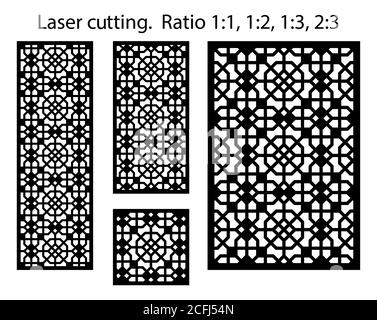 Schirm, Schutzgitter Schablone. Laserschnitt Vektorplatte, Bildschirm, Zaun, Trennwand. CNC-Dekormuster, Jali-Design, Innenelement. Islamisch Stock Vektor