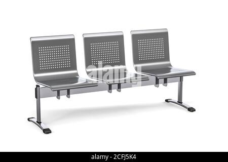 Drei Sitzer Metall öffentlichen Sitze auf weißem Hintergrund - 3d Rendern Stockfoto