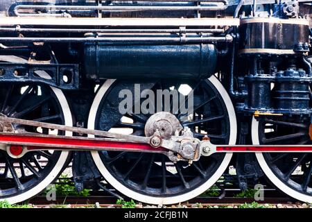 Industrielle Waggon Räder Nahaufnahme Foto Stockfoto