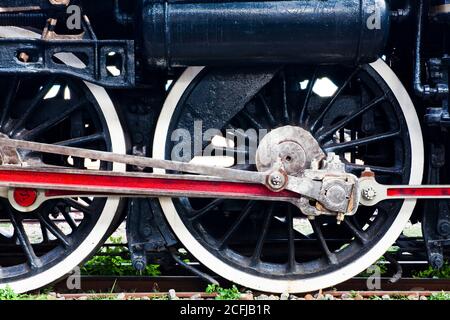 Industrielle Waggon Räder Nahaufnahme Foto Stockfoto