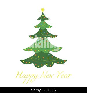 Weihnachtsbaum. Geschmückter Weihnachtsbaum. Isolierte Vektorgrafiken. Stock Vektor