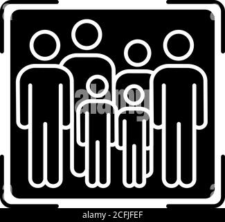 Crowd Scene schwarzes Glyphen-Symbol Stock Vektor
