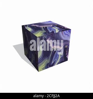 Geometrischer Würfel auf weißem Hintergrund. Abstrakte Muster. 3D-Rendering Stockfoto