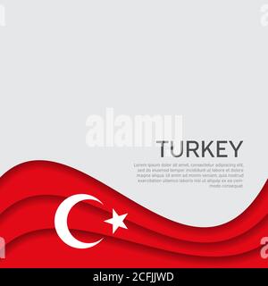 Abstrakt schwenkende türkei-Flagge. Papierschnitt. Kreativer Hintergrund für die Gestaltung patriotischer türkischer Weihnachtskarten. Nationales Plakat. Cover, Banner Stock Vektor