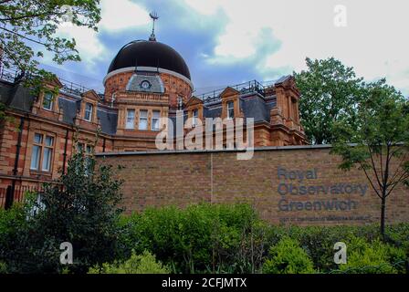 Das historische Royal Observatory Green in London - das Zuhause Von Zeit und Raum Stockfoto