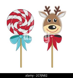 Weihnachten Süßigkeiten, süße bunte Lutscher, Vektor-Illustration. Stock Vektor