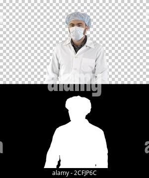 Reife Operation in einer Maske Walking Vorderansicht, Alpha-Kanal Stockfoto