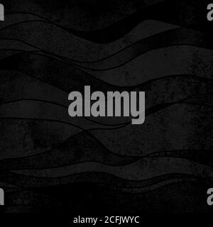 Aquarell transparent schwarz Welle Grunge Hintergrund. Aquarell handbemalte Wellen Illustration mit schwarzen Konturlinien. Banner Rahmen Hintergrund Splas Stockfoto
