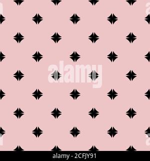 Abstraktes geometrisches Muster in Schwarz und Rosa. Helle Textur auf pastellfarbenem Hintergrund. Druck für Textil, Tapete, Verpackung, Verpackung. Stockfoto