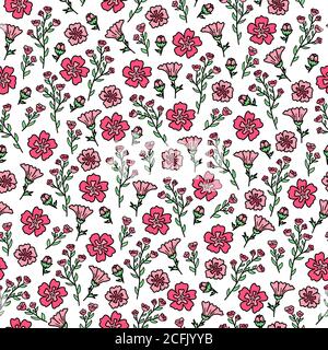 Hintergrund mit romantischen rosa Blumen. Vektor nahtloses Muster. Stock Vektor