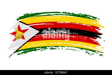 Zimbabwe Flagge in Grunge Pinselstrich, Vektor Stock Vektor